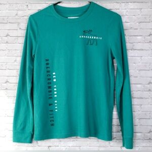 Abercrombie Kids Size 13/14 Youth Waffle Thermal Long Sleeve T Shirt Green